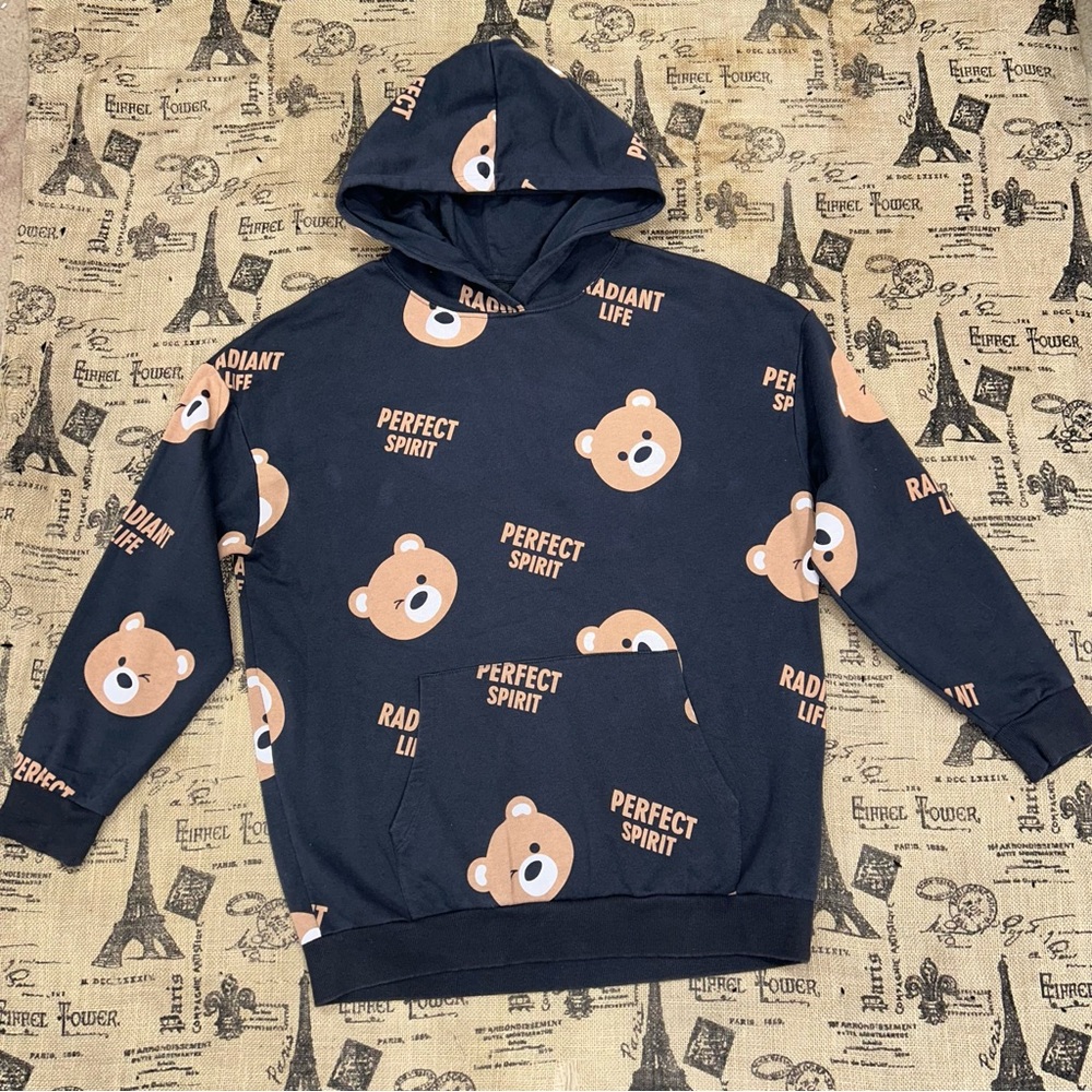 House Brand Bears Faces Perfect Spirit Dark Grey Hoodie Sweater Size M